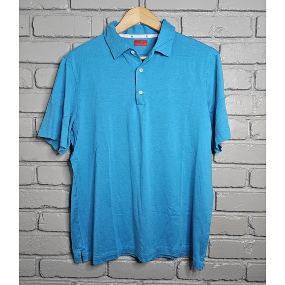 Isaia Other - Isaia Napoli Blue Silk Cotton Polo Shirt Size XL Made In Italy